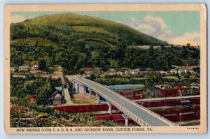 Clifton Forge Virginia Postcard New Bridge Over C&ORR Jackson River 1953 Antique