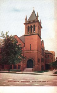 Vintage Postcard Christian Church Religious Building Landmark Rockland Illinois