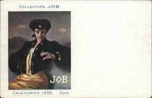 Art Nouveau Woman Smoking Collection Job Cigarettes Advertising Postcard #1