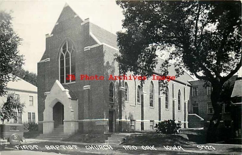 IA, Red Oak, Iowa, RPPC, First Baptist Church, Exterior View, LL Cook No 9727