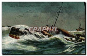 Old Postcard Boat War Against Torpedo boat in heavy weather