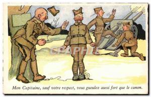 Militaria - Humor - Humor - My Captain due respect you yell - Old Postcard