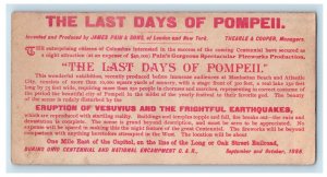 1888 Last Days of Pompeii Show Columbus Ohio OH Advertising GAR Trade Card