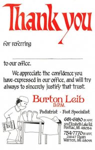 Thank You for Referring Burton Leib Occupation, Doctor Unused 