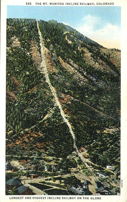 The Mt Manitou Incline Railway CO, Colorado - pm 1934 - WB