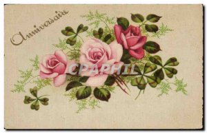 Old Postcard Fantasy Flowers Birthday