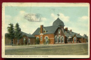 Santa Fe Railroad Depot Arkansas City Kansas ks postcard 