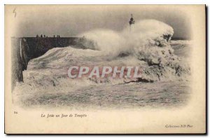 Postcard Old La Jetee a Storm Day