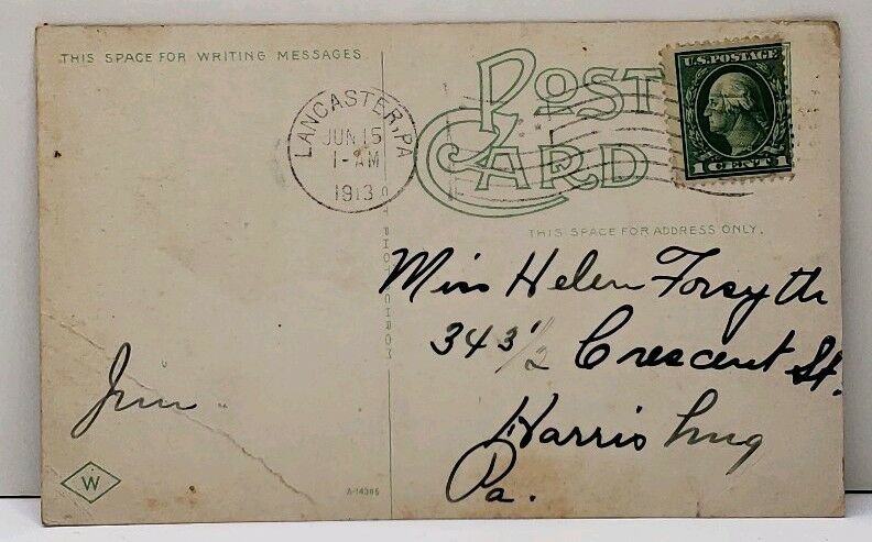 Lancaster Pa Witmer's Bridge 1913 to Harrisburg Postcard F8