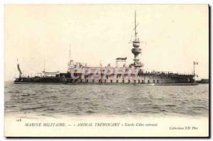 Postcard Old Boat Marine Military War Admiral Trehouart Guard armor Cotes