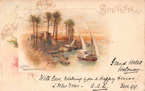 Egypt Souvenir de Caire Cairo Dhahabiyes au bord du Nil Boats postcard B934