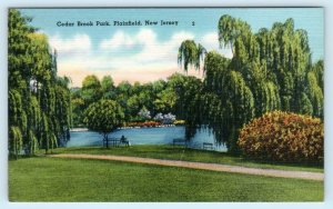 PLAINFIELD, New Jersey NJ ~ CEDAR BROOK PARK c1940s Linen Union County Postcard