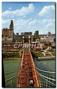 Old Postcard Suspension Bridge Cincinnati Ohio