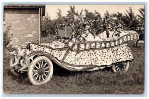 1915 Flower Carnival Parade Car Clarence New York NY RPPC Photo Antique Postcard