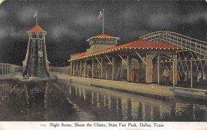 Dallas Texas State Fair Park, Shoot The Chutes Ride, Night Scene Postcard U7898