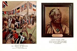 Waitangi, Treaty signing, L. C. Mitchell, 1948, New Zealand, British Postcard