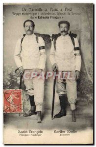 Old Postcard Globe Trotters Globe-Trotters From Marseille to Paris walk cripp...