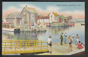 Stone Wharves Rockport MA Linen Post Card PPC265