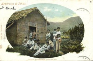 brazil, SANTOS, Rancho dos Indios no Porto dos Reis, Indians (1906) Postcard