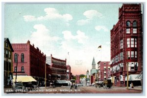 c1930's Main Street Looking North City View Nashua New Hampshire NH Postcard