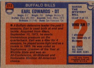 1976 Topps Football Card Earl Edwards Buffalo Bills sk4259