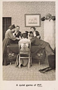 PEOPLE PLAYING A QUIET GAME OF PIT-BAMFORTH PHOTO POSTCARD