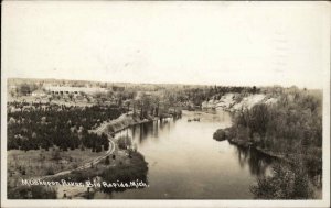 Big Rapids MI Muskegon River Air View Real Photo Vintage Postcard