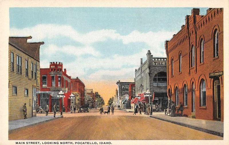 Pocatello Idaho Main Street Looking North Antique Postcard J46985