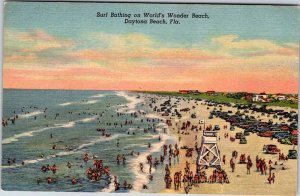 Postcard BEACH SCENE Daytona Beach Florida FL AK4149