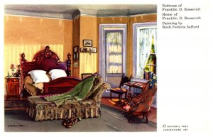 Home of Franklin D Roosevelt  Bedroom  , painting Ruth Perkins Safford