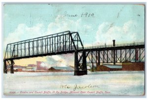 1910 Omaha and Council Bluffs Street Railway Bridge Council Bluffs IA Postcard