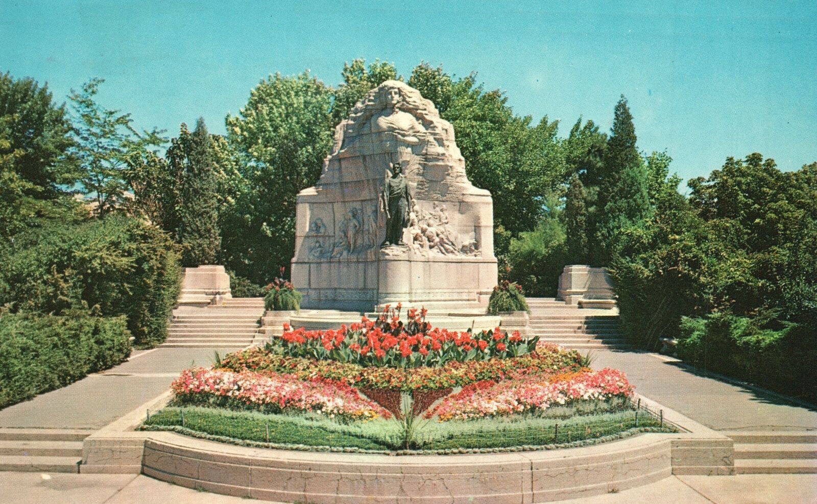 Vintage Postcard 1965 Mormon Battalion Attractive Monument Salt Lake City Utah United States
