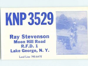 Pre-1980 RADIO CARD - CB HAM OR QSL Adirondacks - Lake George New York NY AH0963