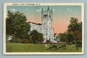 Soldiers Home Clock Tower Canon Gun Field Washington D.C. Postcard