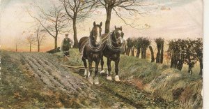 Ploughing. Horses Tuck Rural Life Series PC # 1421
