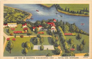 Royal Oak Maryland 1940s Postcard Pasadena inn Motel Aerial View