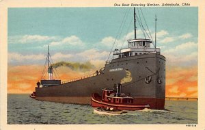 Boat Entering Harbor Ashtabula, Ohio OH