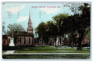 1911 Scene at Baptist Church Waterville Maine ME Antique Posted Postcard
