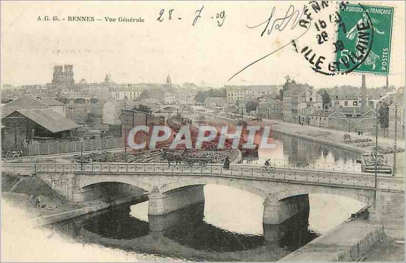 Postcard Old Rennes view Generale Charter Peniche