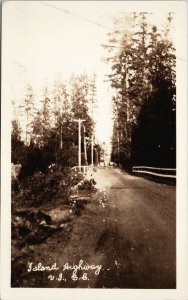 Island Highway Vancouver Island BC Autos c1934 RPPC Postcard G60