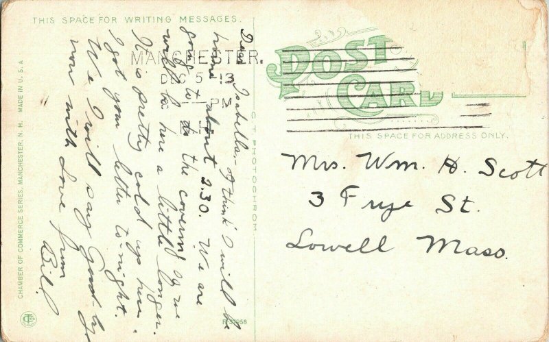 Elliot Hospital Manchester Hew Hampshire WOB Note Chamber of Commerce Postcard 