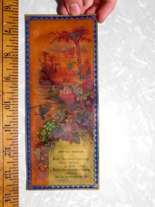 1870s-80s Lovely Joyful Easter Gilt Birds Grapes Fruit Poem Victorian Card #X