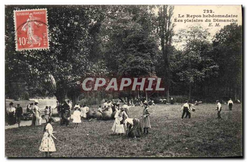 Old Postcard Diabolo Weekly rest Sunday Pleasures