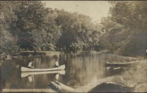 Clinton NJ Canoe Canoeing Sylvan Grove Park c1910 Real Photo Postcard