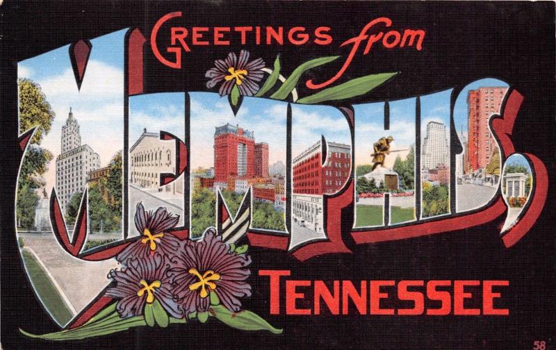 MEMPHIS TENNESSEE CITY OF THE VALLEY-LARGE LETTER GREETINGS FROM POSTCARD