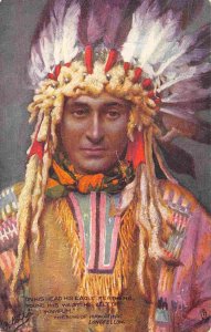 Native American Indian Chief Song of Hiawatha Longfellow 1910c Tuck postcard