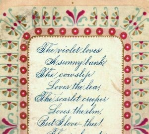 1880s Victorian Marriage Card Lovely Poem #5C