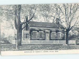 Linen THOMAS EDISON BIRTHPLACE Milan Near Sandusky & Elyria & Cleveland OH d0843