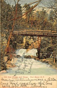 PORT HENRY NEW YORK~IRON BRIDGE & GORGE~1906 L BUTTERFIELD TINTED PHOTO POSTCARD