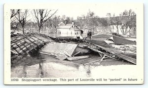 LOUISVILLE, KY Kentucky ~ 1937 FLOOD  ~ SHIPPINGPORT WRECKAGE  Postcard